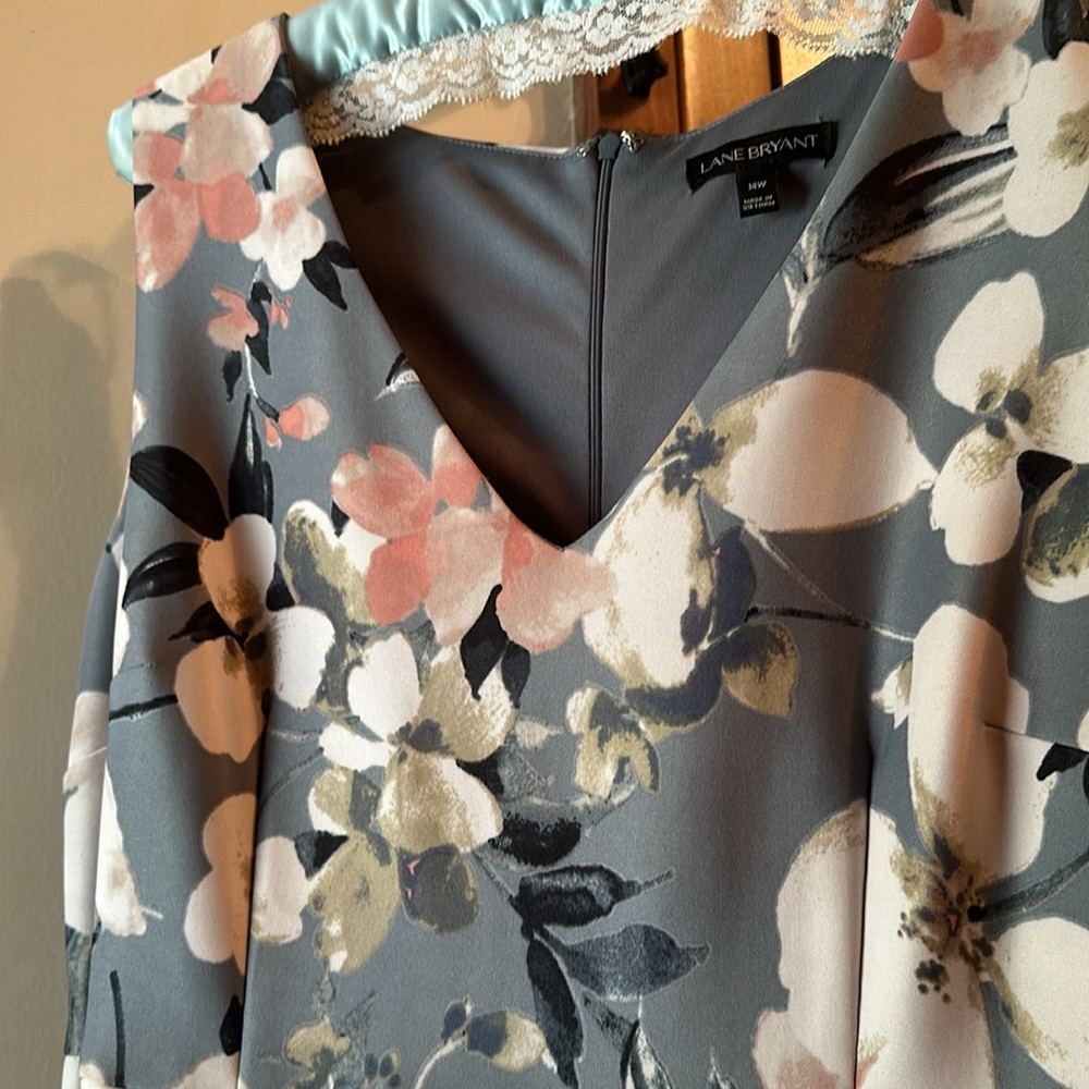 Lovely Gray, Pink and Cream Lane Bryant 14W dress. - Picture 2 of 5